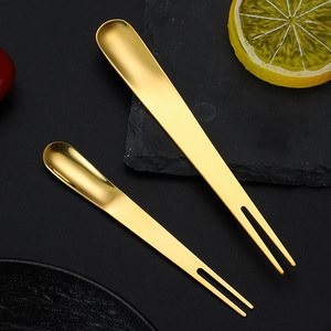 Cuchara y Tenedor para Helado de Acero Inoxidable, Dos en Uno, Herramienta para Postres, Multifuncional, Pincho para Frutas, Tenedor para Chocolate, Color Sólido 304 410 - Product Image 4