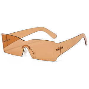 Lunettes De soleil sans monture femmes Rectangle lunettes femme 2025 mode hommes marron nuances quatre lentilles conception une pièce lunettes Gafas De <span class=keywords><strong>Sol</strong></span> - Product Image 4