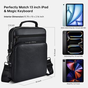 Bolsa de Ombro para <span class=keywords><strong>Tablet</strong></span> iPad Laptop de <span class=keywords><strong>10</strong></span> a 13 Polegadas em Couro PU Retro Impermeável com Logo Personalizado para Viagens de Negócios para Homens - Product Image 2