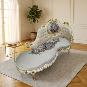 Teakwood Traditional White <b>Gold</b> Deco Convertible Set Handcrafted Solid Wood Luxury <b>Sofa</b> for Living Room Apartment Bedroom - Product Image 4
