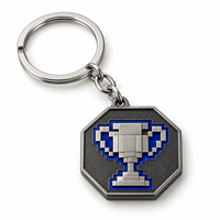 Porte-clés personnalisé avec logo, trophée pixel, breloque de récompense, cadeau promotionnel d'entreprise, fournisseur en gros, fabricant