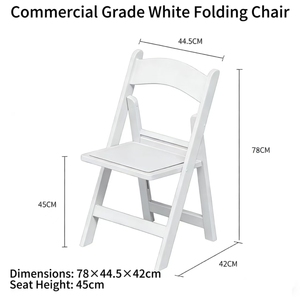 Chaise pliante blanche durable résistante aux intempéries pour terrasse extérieure, camping et événements intérieurs - Product Image 3