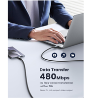 Cable USB-C a USB-C UGREEN US316 de 0.5m, 5A, 100W, Carga Rápida PD, Sincronización de Datos a 480Mbps, Trenzado de Nailon para MacBook y iPad