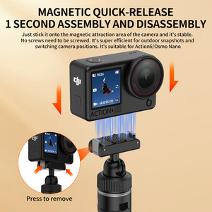 Adaptateur de <span class=keywords><strong>perche</strong></span> à <span class=keywords><strong>selfie</strong></span> magnétique à démontage rapide pour trépied, série de caméras d'action - Product Image 2