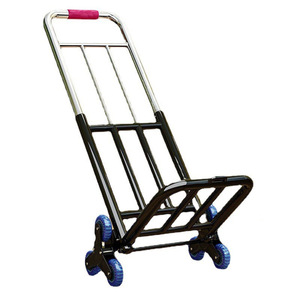 Chariot à main pliable à 2 roues chromé, plateforme de rangement portable, petite remorque, chariot de courses, chariot à poignée télescopique, grand modèle - Product Image 6