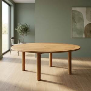 Table à manger ronde en bois massif, style scandinave, moderne, imperméable, écologique, durable avec un design stable - Product Image 3