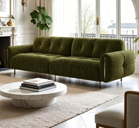 Nuevo Sofá Retro Bauhaus de Mediados de Siglo, Tapizado en Tela Chenille Verde, Cómodo y Suave para Sala de Estar
