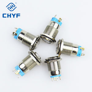 مفتاح بقفل ذاتي 5 فولت/12 فولت/24 فولت/V زر دفع طاقة معدني مقاوم للماء مصباح ليد دائري مسطح 12/16/19/22 حجم - Product Image 4