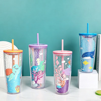 Gobelet à double paroi créatif haut de gamme avec une grande capacité de 750 ml, en plastique recyclable, avec couvercle et logo personnalisable