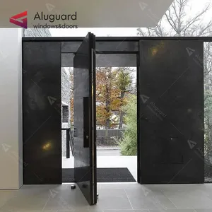 China supplier low price wood wrought iron entry door aluminium steel front entrance double door