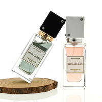 Flacon de parfum vide rectangulaire transparent à bas prix, 30 ml, 50 ml, 100 ml, avec étiquette personnalisée, couvercle carré blanc/noir, en verre, emballage cadeau