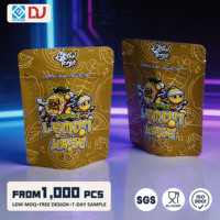 Fabriksprijs Matte Gouden Citroen Art Geurdicht Voedselveilige Staande Mylar Zak 3,5g Met Tear Notch voor Huisdierenvoer Gedroogd Fruit Snacks