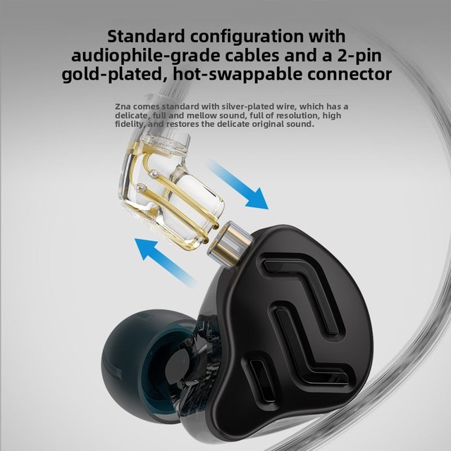 KZ ZNA 1BA+12MM Dual Magnetic Dynamic HiFi Bass Monitor in Ear Earbuds Sport Game Earphones Wired Headset Compatible Computers
