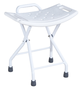 Tabouret de douche pliable en acier blanc X Cross Fold avec siège incurvé et poignée de transport - Product Image 1