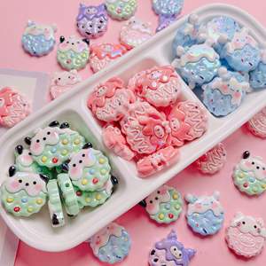 Galletas acrílicas galvanizadas UV de dibujos animados, cuentas con agujeros rectos, 30mm, multicolor, Diy, materiales hechos a mano, cadena para teléfono móvil - Product Image 1