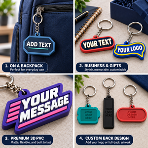 Llaveros Personalizados de PVC Suave 3D con Texto, Logotipo, Nombre, Mensaje, Forma Irregular, Ligeros, Regalo Promocional, OEM, ODM - Product Image 3