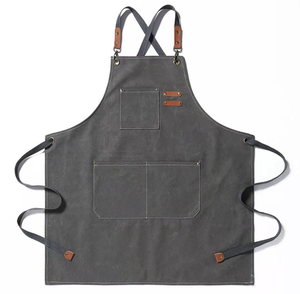 Grembiule da Cucina Senza Maniche in Cotone, Impermeabile e alla Moda, con Logo Personalizzato, Colore Nero Tinta Unita per Ristoranti - Product Image 2