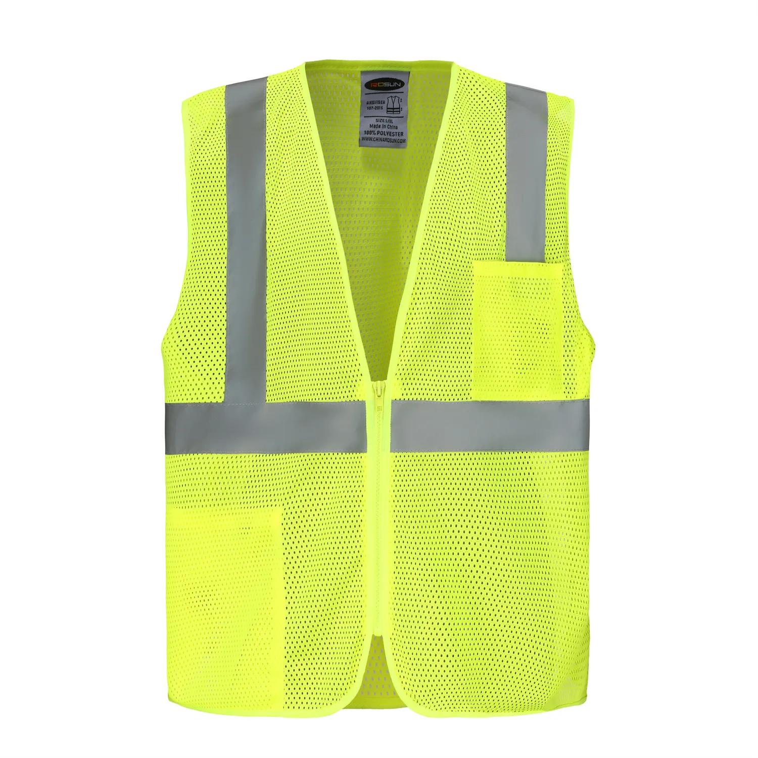 Logo ile Ansi sınıf 2 hi-viz güvenlik üniforma reflektör bant güvenli yansıtıcı yelek