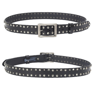 Hochwertige 3,8 cm 1,5 "Breite Erste Schicht Rindsleder-Dorns chließe Mehrfach besetzte Sterne Nieten Gürtel, Western Urban Punk Gürtel - Product Image 3