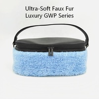 Pochette de maquillage personnalisée avec logo, fermeture éclair de luxe, en fausse fourrure Sherpa, pour demoiselle d'honneur, cadeau de mariage