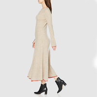 Fabricants de tricots personnalisés automne hiver col rond manches longues lâche tricot côtelé dames robe pull