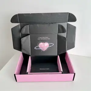 Custom Logo Pink Red Small Corrugated Shipping Box Cardboard Mailer Boxes For Book Cosmetic Packaging Gift Wig Boxes