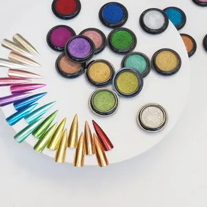 19-Color Metallic Brilhante Prego Glitter Poeira Efeito Mágico para Nail Art Espelho Pó Cromo Pigmento Poeira