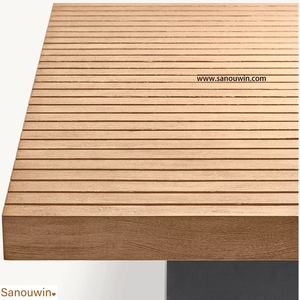 Table à manger d'extérieur moderne <span class=keywords><strong>en</strong></span> <span class=keywords><strong>teck</strong></span>, rangées de lattes parallèles, fabrication artisanale, portable, toutes conditions météorologiques, qualité supérieure - Product Image 5