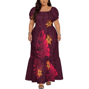 Nuevo Vestido de Mujer al por Mayor Personalizado, Negro, Crema y Dorado, con Estampado Tribal Geométrico Tradicional, Cuello Cuadrado, para Vacaciones en las Islas del Pacífico o Iglesia - Product Image 4