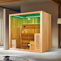 Sauna Infrarouge Électrique d'Intérieur Moderne à Vapeur Sèche en Bois Massif avec Panneau de Commande Informatique pour 2 Personnes