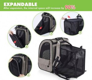 Mochila transportadora de mascotas gratuita, expandible, con malla transpirable para perros pequeños, gatos y cachorros, mochila para mascotas. - Product Image 3