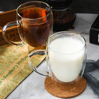 Ventes en gros de tasses à expresso en verre à double paroi isolées, savourez la tasse en verre à double paroi en borosilicate