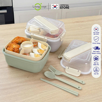 Boîte à lunch multi-salades portable, réutilisable, rectangulaire, 1400 ml, micro-ondable, 1 compartiment, plastique, écologique, détachable
