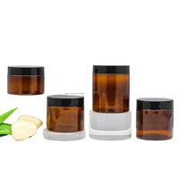 Pot en plastique PET transparent ambré à prix d'usine avec couvercles noirs, emballage cosmétique en plastique, crème pour soins de la peau, 250 ml, 500 ml, pot ambré
