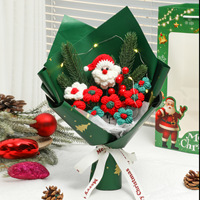 Bouquet de Noël fait à la main fil tricoté fleurs décoratives créatives plantes parfait cadeau de réveillon de Noël pour petite amie meilleur ami