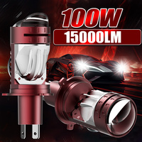 Lentille de projecteur LED à faisceau haut et bas 100W 12V Ampoules de voiture Plug and Play H4 Mini lentille LED Ampoule de phare pour voitures