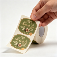 Étiquettes personnalisées en rouleau avec feuille d'or vintage pour confiture, autocollant illustré à la main avec fruits pour bocaux de confiture et emballages alimentaires