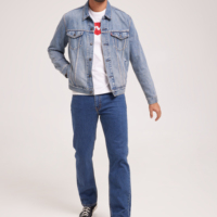 Veste en jean vintage délavée bleue veste en jean en coton à rabat boutonné poitrine poche plaquée veste en jean coupe régulière veste de camionneur en jean