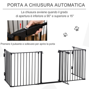 PawHut-Puerta plegable de 5 paneles para perros pequeños y medianos, metal y plástico, 300x3x74,5 cm, color negro - Product Image 6