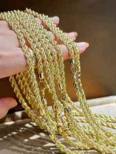 תכשיטי זהב מלא תכשיטים סיטוני זהב 18 קראט תכשיטים צהוב רוז 18 קראט שרשרת טוויסט זהב אמיתי - Product Image 6