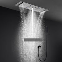 Douche LED pour salle de bain 300*900MM gris anthracite, ensemble de douche à 5 fonctions avec mitigeur thermostatique