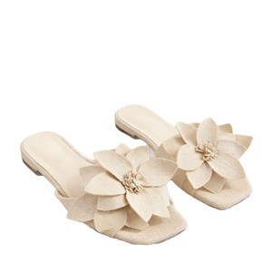 African Spot Beach Sandals White Summer Outside Wear Sandals Flower Party Banquet Slippers Shoes - Product Image 2
