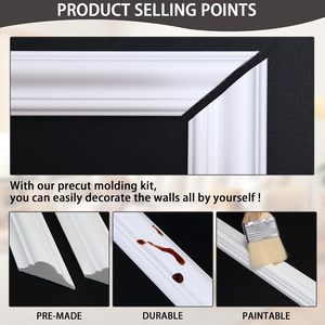 <span class=keywords><strong>Kit</strong></span> d'habillage de moulures murales préfabriquées auto-adhésives prêtes à assembler Panneaux de lambris en polystyrène PS Moulure décorative pour meubles - Product Image 2
