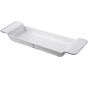 Caddy Bath Bamboo Rustic Bathroom Change Shower Wholesale Wood Expandable Luxury Bathtub Tray