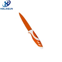 Couteau utilitaire polyvalent en acier inoxydable antiadhésif de 5 pouces avec logo personnalisé, manche en plastique antidérapant, options de couleur disponibles