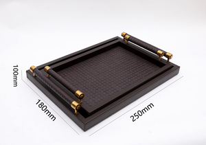 Modern Luxury Rectangular Breakfast <strong>Tray</strong> Sustainable Beige Woven Leather Home <strong>Decor</strong> <strong>for</strong> Office Supply <strong>Decor</strong> - Product Image 2