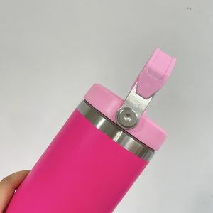 Vaso Térmico de Acero Inoxidable con Aislamiento al Vacío, con Pajita Antiderrames, Recubrimiento en Polvo <span class=keywords><strong>Rosa</strong></span> <span class=keywords><strong>Camelia</strong></span>, Capacidad de 30 oz, para Bebidas Frías - Product Image 4