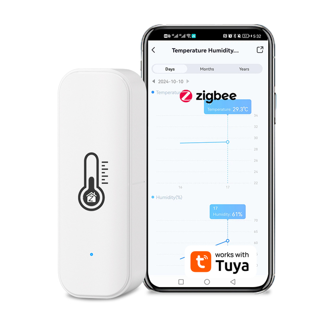 Tuya Zigbee Temperature and Humidity Sensor Thermometer Hygrometer  Measurement Zigbee 3.0 Support Alexa Yandex Alice Control