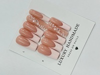 Lot de 10 faux ongles en PMMA peints à la main, forme cercueil, magnifiques, de luxe, design personnalisé, faits à la main pour les doigts