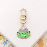 Porte-clés en alliage métallique coloré motif dinosaure de dessin animé, lune, maison, bus, nuage, montagne, rivière, bijou de mode pour les fêtes du Nouvel An, cadeau